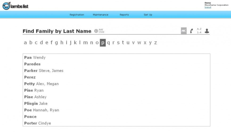 screenshot of lambs list